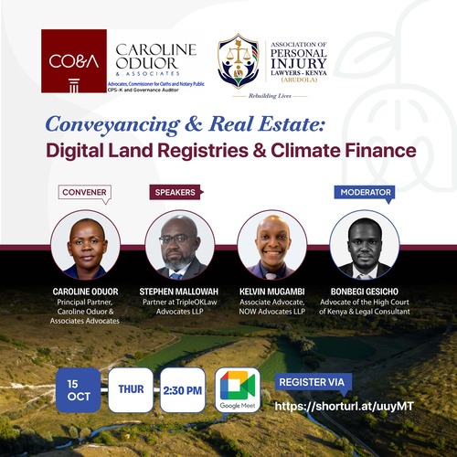 Conveyancing and Real Estate: Digital Land Registries and Climate Finance webinar poster