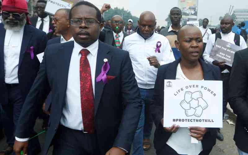 LSK members marching during the Judiciary boycott coverage